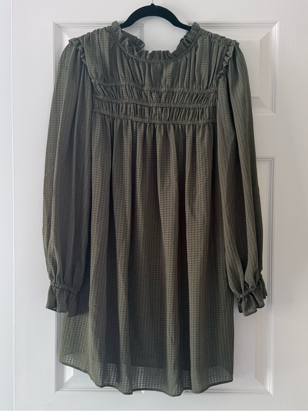 Topshop Olive Green Long Sleeve Mini Dress